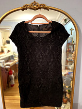 Jewel Changes Black Detailed Cocktail Mini Dress, Size 36, Christmas, Holiday