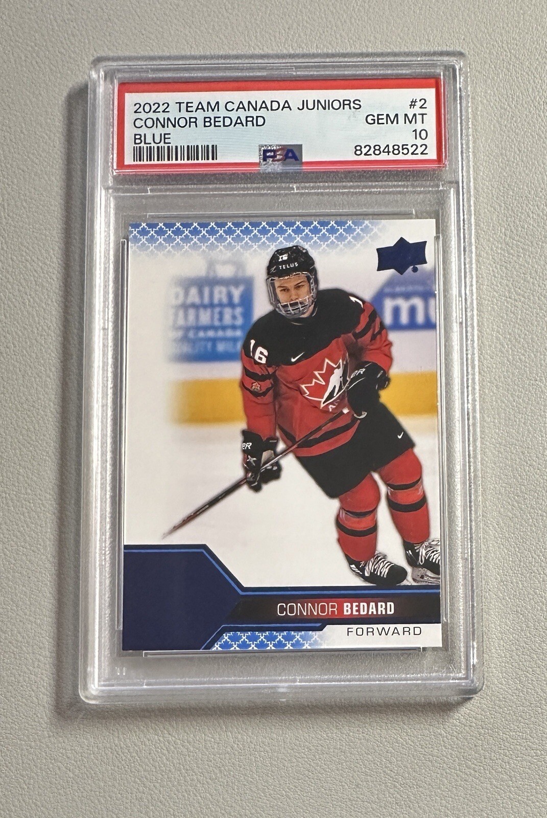 2022 UD Team Canada Juniors Men's U-20 Blue Connor Bedard #2 PSA 10 - Pop 1 Rare