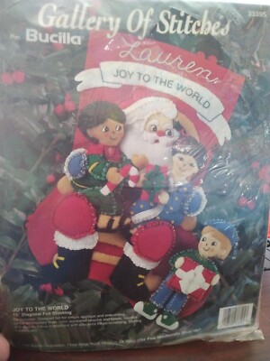 Vintage 90s Bucilla Gallery of Stitches #33395 Joy to the world Stocking kit