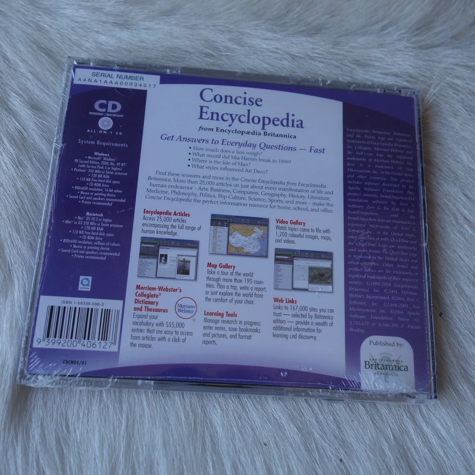 CONCISE ENCYCLOPEDIA PC CD ROM Encyclopaedia Britannica CD ROM 2004 OUT OF PRINT - Image 2 of 3