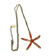 New ZAD Long Gold/Orange StarFish Necklace - Summer Fun/Chic