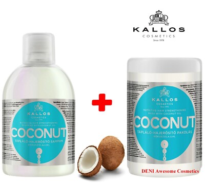  KALLOS COCONUT Haarmaske & Shampoo - Nährstoffhafte Haarstärkung mit Kokosöl