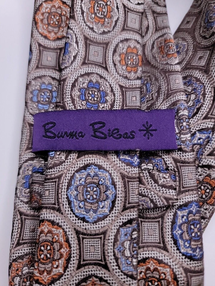 Burma Bibas 男式正式领带 58 英寸 Lx3.25 英寸宽棕色领带 — 第 3/4 张图片