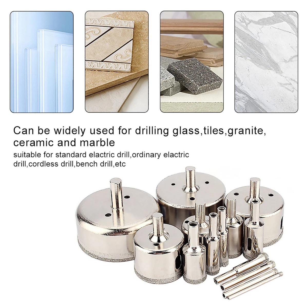 14Pcs set 3 70mm Drill Bits Coated Hole Saw Cutter For Glass