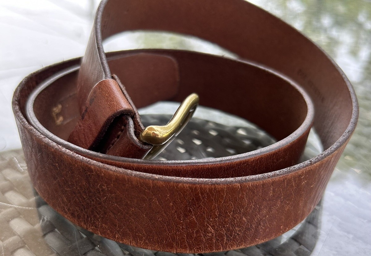 Ralph Lauren Mens Brown Leather Belt Brass Buckle Sz L | eBay