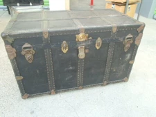 Vintage Haskell Bros Chicago Steamer Trunk ~ caster rollers ~~ PICK UP ONLY