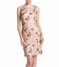 NEW CALVIN KLEIN BEIGE EMBELLISHED FLORAL SHEATH DRESS SIZE 14 $199