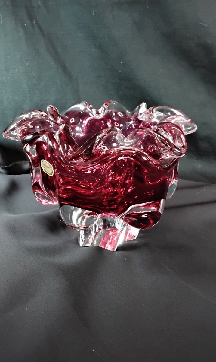 Vintage Bohemia marked Czechoslovakia W/ Label Crystal Glass Vase