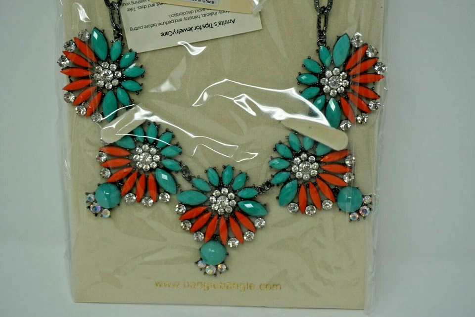 Collar Amrita Singh "Annie" Turquesa Claro y Coral Cristal y Resina NKC 8861 Foto 4 de 4