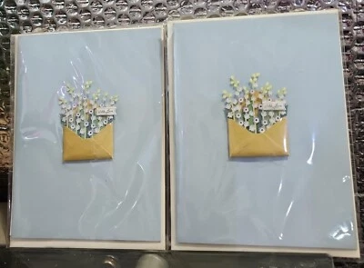 2 Papyrus Cards High Quality With LOVE FLOWERS BLANK CARD MSRP $8.95