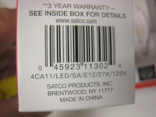 Satco 4W CA11 LED Satin Spun Clear Candelabra Base, 2700K/120V - S11302 - Picture 4 of 9