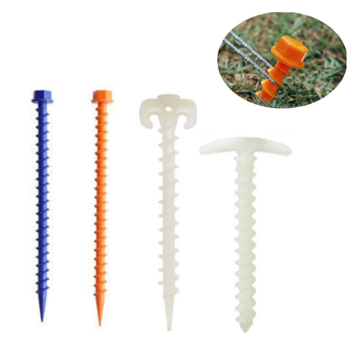 10 Pack Outdoor Tent Stakes Screw Spiral Tent Peg Nail Ground Anchor Pegs US
