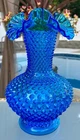 Fenton***LARGE 11"  COLONIAL BLUE HOBNAIL VASE***Stunning color! 1970's