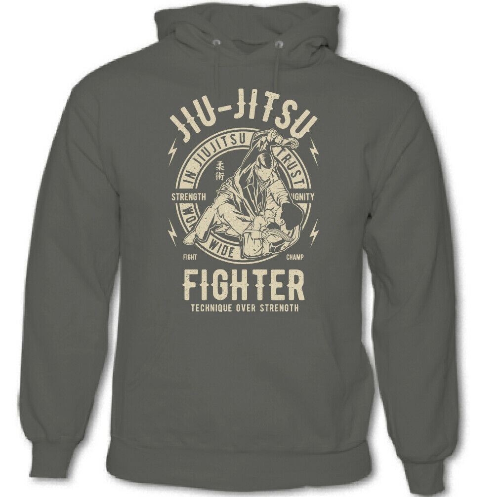 Jiu Jitsu Fighter Mens Martial Arts Hoodie Training Top Gym MMA Brazilian  Fight