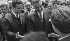 Gamal Abdel Nasser and Ahmed Ben Bella during the Egyptian pre- 1963 Old Photo