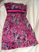 Ann Taylor Loft Strapless Formal Black, White & Pink Dress Size 8