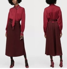 ZARA LIMITED EDITION RED SATIN CONTRASTING MIDI DRESS TIE DETAIL SIZE XS,