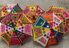 Indian Elephant Print Embroidered parasol Wedding mehndi Decor 15 PC Umbrella