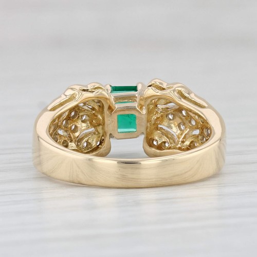 Anello In Diamante Con Smeraldo 0.88ctw In Oro Giallo 18k Misura 7.75 - Foto 4 di 10