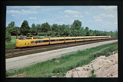 Train Railroad postcard AVD Canadian Nat VIA Turbo #129 Guildwood Ont 1977 RP652