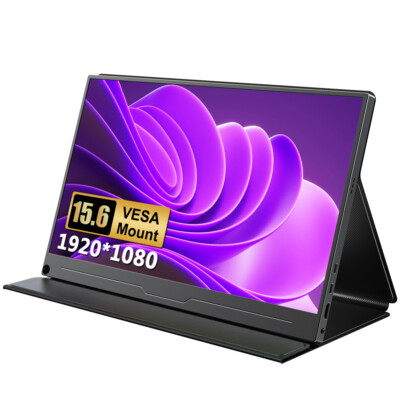15.6'' Portable Monitor Full HD Laptop Monitor USB C HDMI Gaming External Monitor