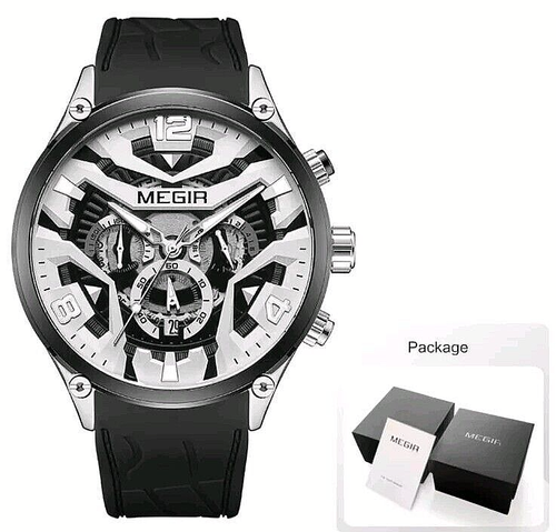 Mens Olive Green Sports Watch Fashion Silicone Strap Waterproof Chronograph... - Picture 3 of 4