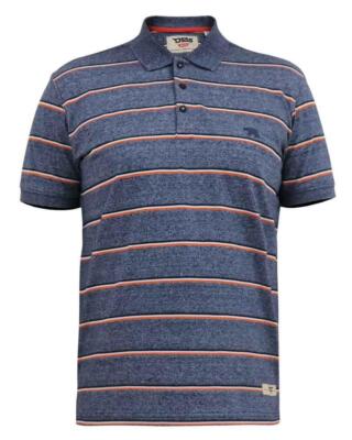 D555 Herren Humber Full Streifen Jersey Polo Shirt IN Marineblau 2XL Zu 6XL