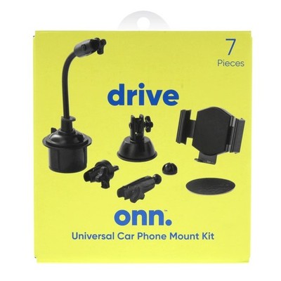 onn. 7-in-1 Universal Car Phone Mount Kit, Cup Holder, Vent, Dash
