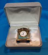 Vintage Miniature Gold Tone Everite Mantle Clock In Original Box Working