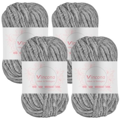 Raupengarn 4 x 100 g Strickwolle - weiche Häkelwolle, Raupengarn