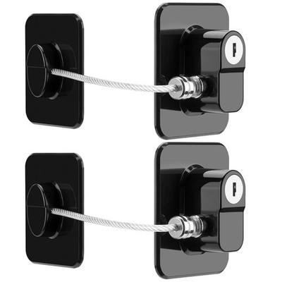 Fridge Lock, 2PCS Upgraded Refrigerator Lock Easy Install No Tools Needed, Black
