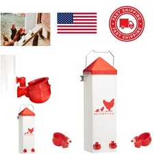 2 Gallon Chicken Waterer with Auto Fill Cups Horizontal Nipples and Mounting Kit