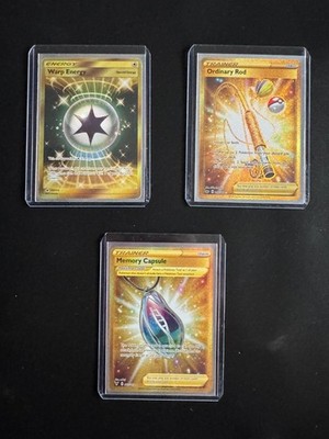 Pokemon Secret Rare Gold Item Lot: Warp Energy, Ordinary Rod, Memory Capsule