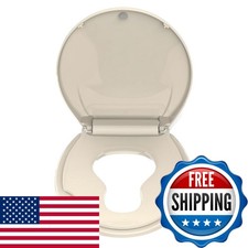 GarveeTech Round Toilet Seat with Built-in Toddler Seat Slow Close Almond