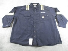 Carhartt FR Shirt Mens 4XL Blue Reflective CAT 2 NFPA 2112 Work Button Front