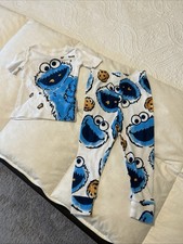 Sesame Street Cookie Monster Toddler Boy's Cotton Character Pajama Set, Sz 18 M