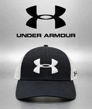 Under Armour Embroidered Logo Black & White SnapBack Mesh Back Truckers Hat Cap