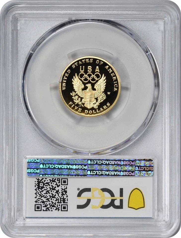 1992-W Olympic $5 Five dollar Gold Proof Commemorative PR70DCAM Deep Cameo PCGS - Image 2 of 2