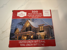 300 Multicolor Icicle Lights White Wire New In Box