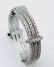 Sterling Silver 925 170 Round CZ 3 Band Ring Size 6