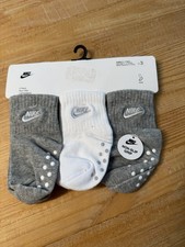 NIKE Toddler Size 2-4 Years 3-Pack No Slip Ankle Socks Solid Gray White