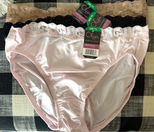 NWT OLGA Without a stitch LACE HI CUT panties 23067J PINK NUDE BLACK 3 PR 7/L