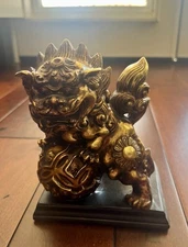 Dragon Statue Gold Figure Good Luck Chinese  Decor Feng Shui