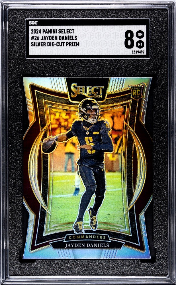 2024 Select Jayden Daniels Concourse RC Silver Prizm Die-Cut #26 Commande  SGC 8