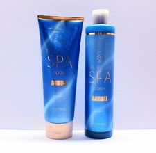 Bath Body Works TRUE BLUE SPA Exfoliaring Body Wash and Super Rich Body Cream