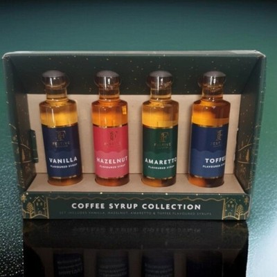 Kaffeesirup Set 4er Pack aromatisierte Sirupe Vanille Haselnuss Toffee Amaretto