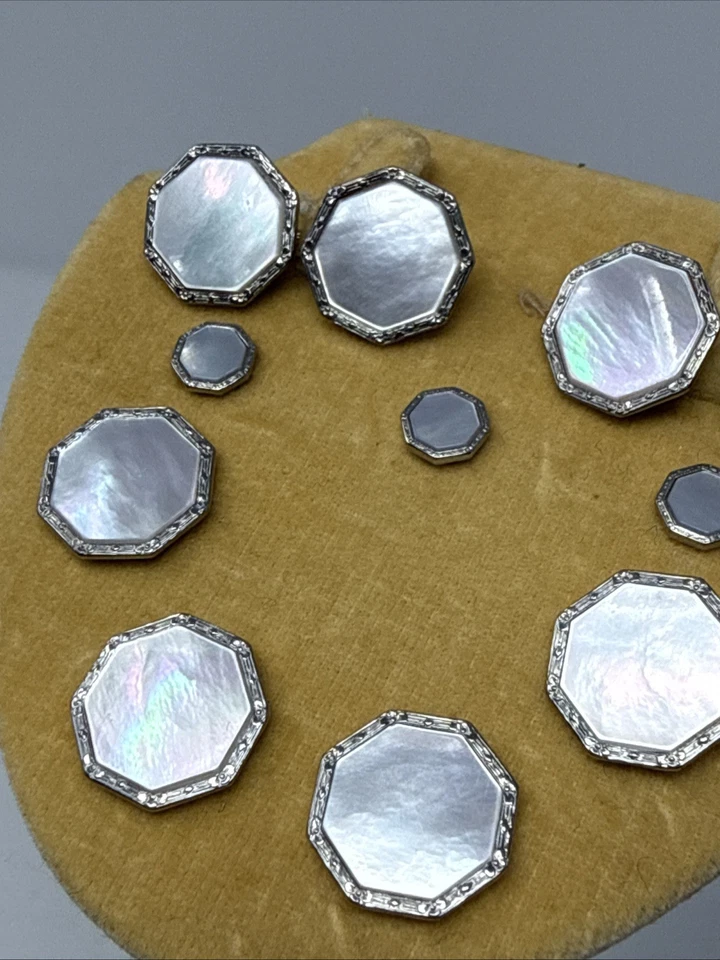 Camisa Esmoquin Krementz Vintage Gemelos Plata 925 y Madreperla Foto 3 de 4