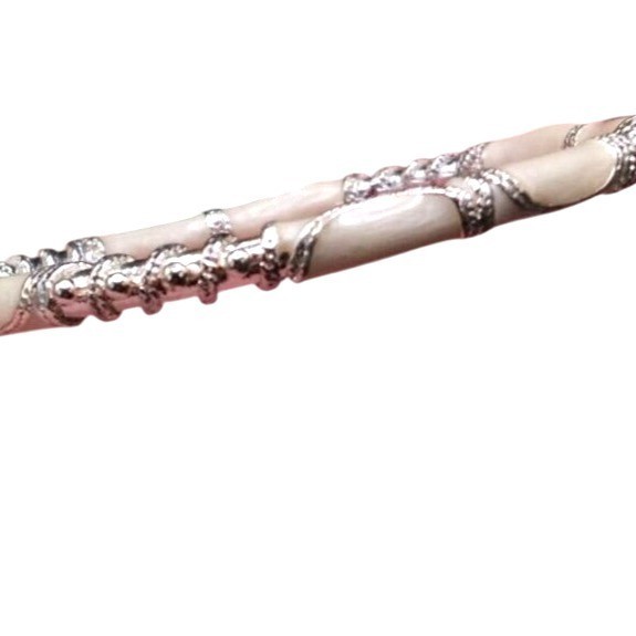 White Enamel Bangles Bracelets With Intricate Gol… - image 5