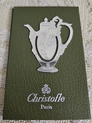 Christofle Engraved Silver Teapot Bookmark w Booklet, Made in France RETAIL $115