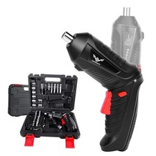 Power Screwdriver Cordless, Screwdriver Bits Set Rechargeable, 47PCS Black